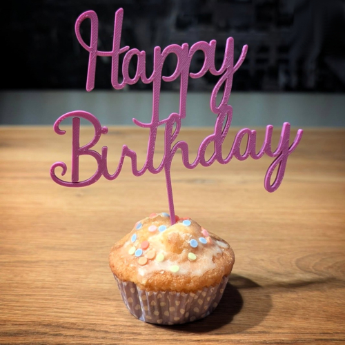 Caketopper aus Acryl mit Wunschtext von Druck und Zauber